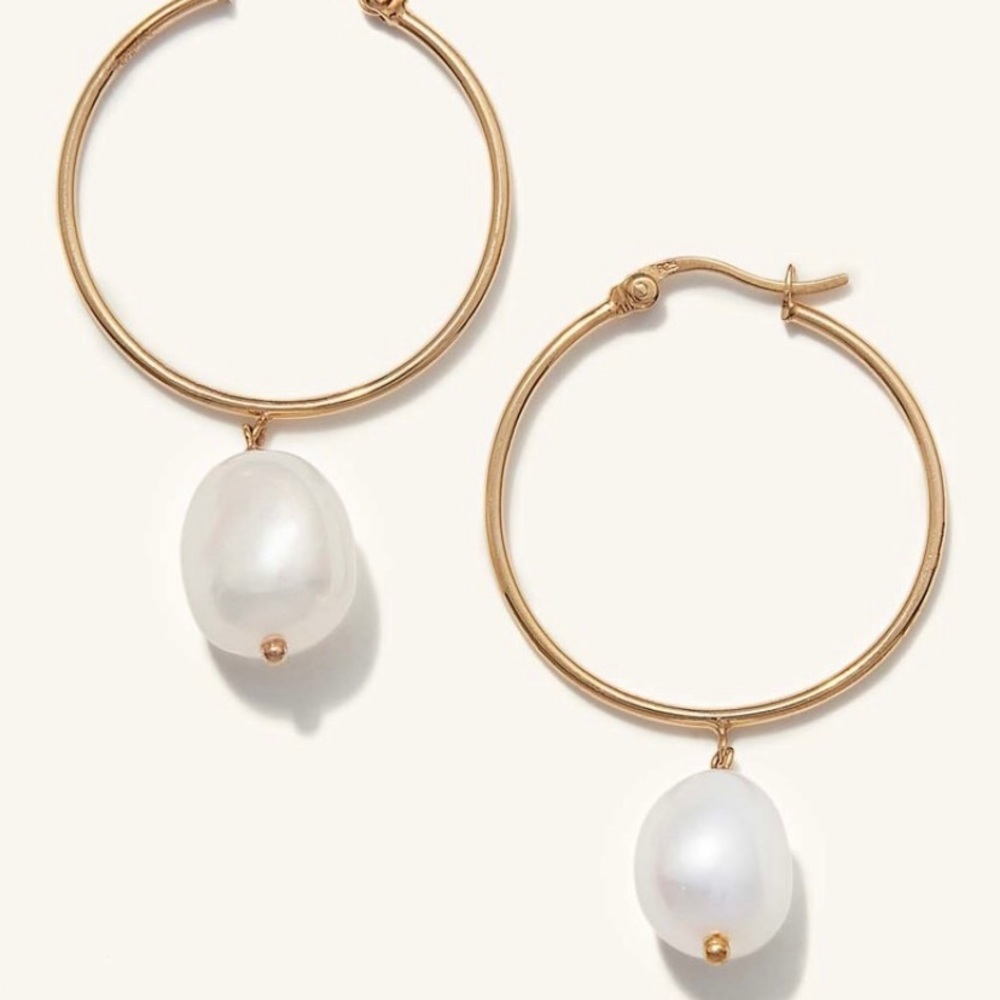 NWOT Mejuri Organic Pearl Large Hoop earrings
